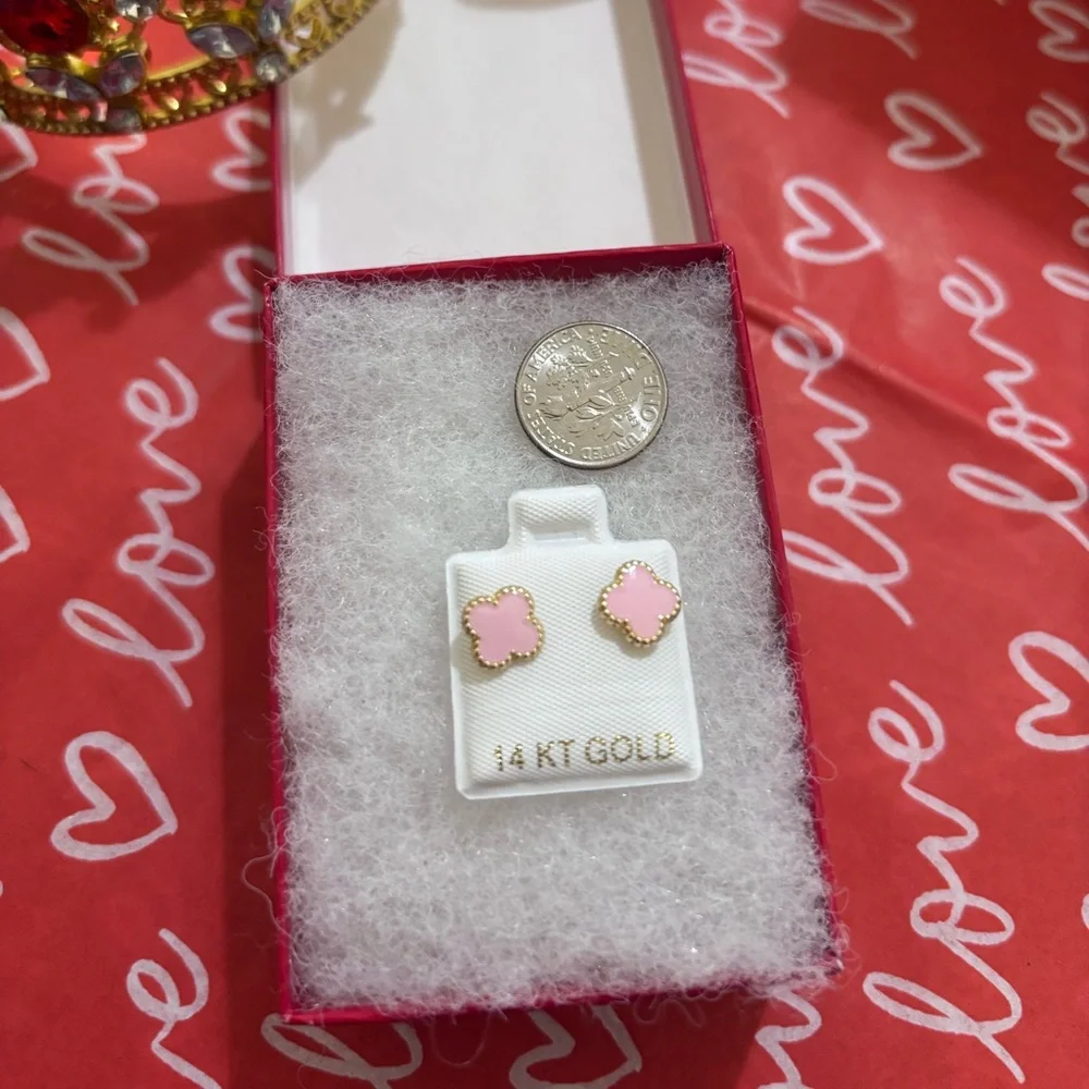 14KT Gold Kids Teddy Bear Stud Earrings - Gold